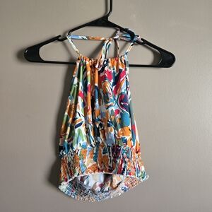 SHEIN Multicolor Abstract Halter Smocked Tank Top